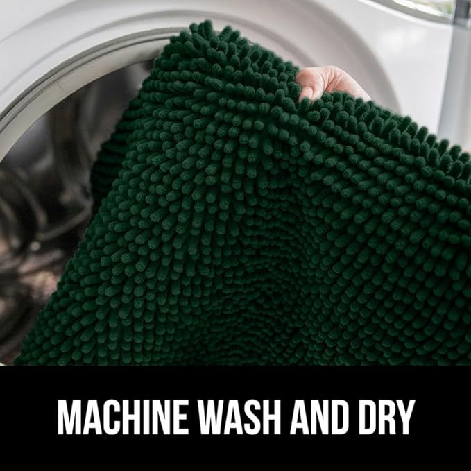 GORILLA GRIP Plush Absorbent Shaggy Chenille Bath Rug Mat for Oval Toilet Base with Rubber Backing, Machine Washable Rugs, Soft Microfiber Contour Mats for Toilets, Bathroom Decor, Hunter