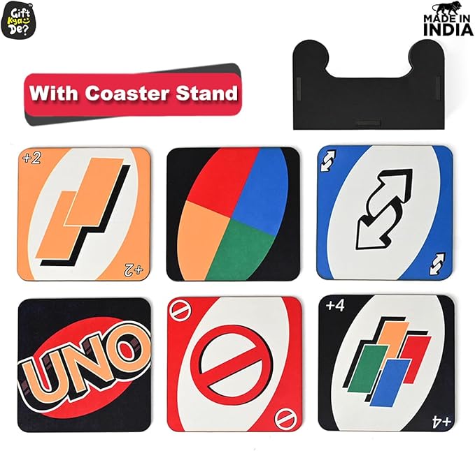 GKD Wooden Coasters for Drinks, MDF Wooden Coasters Set of 6 with Holder, 3.8 inches Eco-Friendly Absorbent Coaster for Coffee Table, Farmhouse, Office, Bar, Drinking Glasses, Tabletop Protection