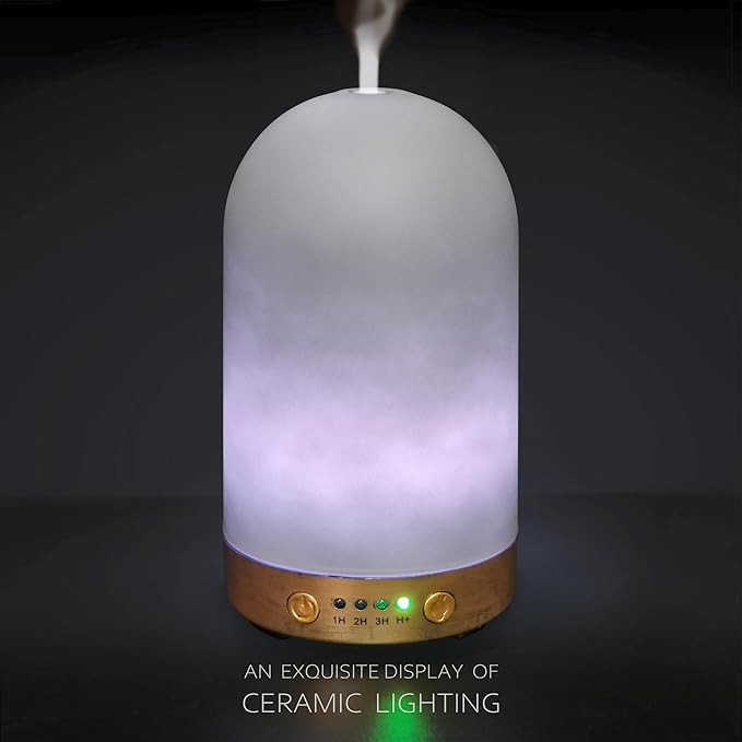 Earnest Living Essential Oil Diffusers for Essential Oils 100 ml Ultrasonic Diffusers 4 Timers Night Lights and Auto Off Function Home Office Aromatherapy Diffusers for Essential Oils