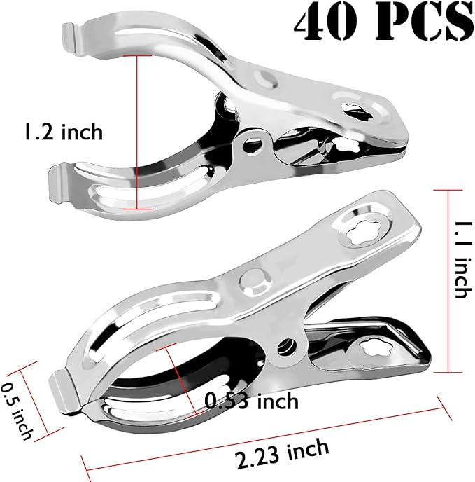 BESTEEL Upgraded 40 PCS Garden Clips, Greenhouse Clamps 100% Stainless Steel Heavy Duty Greenhuose Clips for Netting - Strong Grip to Hold Down Shade Cloth or Plant Cover on Garden Greenhouse Hoops