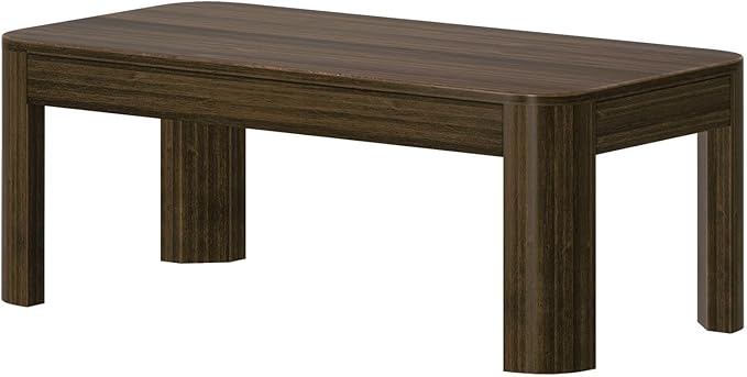 Plank+Beam Small Modern Rounded Coffee Table, 40 Inch, Solid Wood Contemporary Center Table for Living Room, Rectangle Tea Table, Walnut