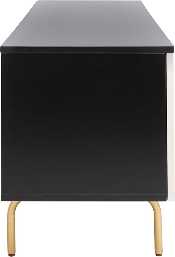 SAFAVIEH Genevieve TV Stand for up to 65" Flatscreen – Black & White Washed Finish, Mid-Century Modern Storage Cabinet, Entertainment Media Console (MED5000B)