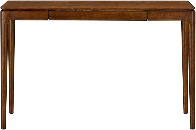 NTC Mingle Modern Wooden Rectangle Desk Table with Hidden Drawer – Waterproof & Heat Resistant, Dark Walnut