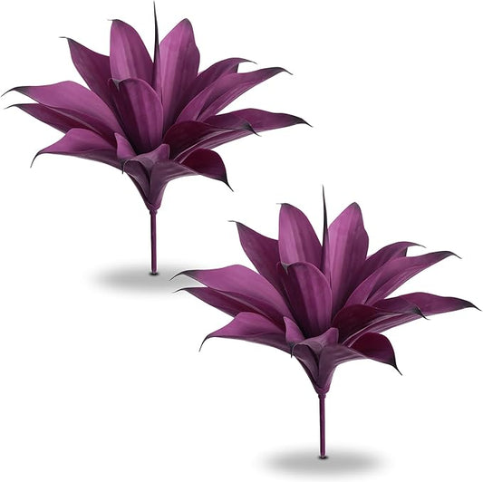 Artificial Agave 15In Faux Agave Fake Greenery Outdoor Artificial Plant Fake Plant for Indoor Home Decoration Plastic Plant Outdoor Decoration Front Porch Decor Simulation Plants 2Pack,Purple
