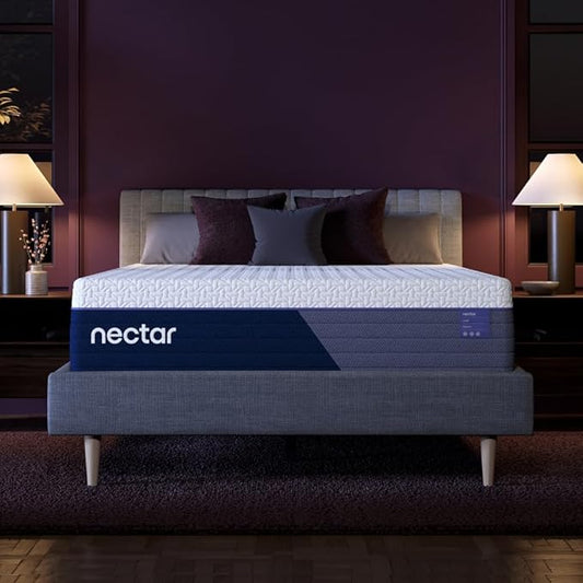 Nectar Luxe Hybrid 14” Queen Mattress - Medium Firm - Memory Foam & Innerspring Coils - Cooling Fibers - 3” Pressure Relief Layer - Mattress in a Box - 365-Night Trial & Forever Warranty