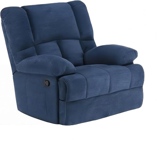 Oversized Rocker Recliner Chair, Wide Rocker Chair with Adjustable Backrest Footrest, Oversized Recliner for Adults, Reclining Sofa for Living Room, Navy