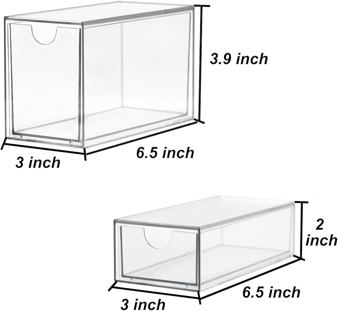 Acrylic Makeup Organizer, Clear Storage Organizer Desktop Stackable Storage Drawers, Plastic Organizer Bins for Makeup, Stationery, Cosmetics, Vanity, Bathroom,Cabinet,Pantry Office Desk (5 Drawers)