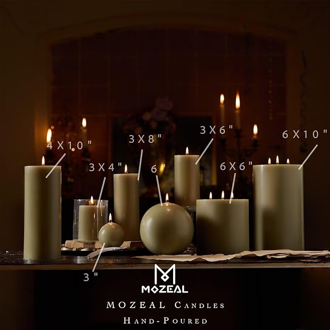 MOZEAL Hand-Poured, 3 Inch Sage Green Round Ball Candles - Elegant Sage Green Round Pillar Candles Set of 3, Dripless, Unscented, Smokeless, Ideal for Spa and Relaxation Themes.