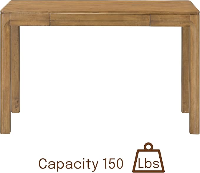 NTC Flow Modern Wooden Rectangle Desk Table with Hidden Drawer – Waterproof & Heat Resistant - Teak Look