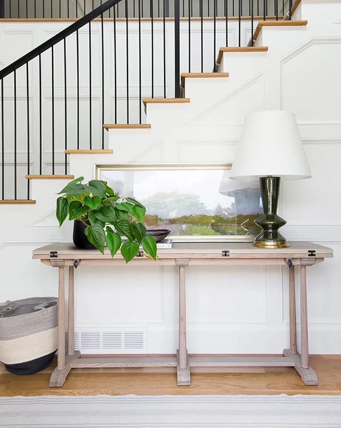 DILATATA Fake Plants Indoor 8 Inch Artificial Pothos Plant in Black Ceramic Pot - Faux Potted Pothos Plant for Home Aesthetic Decor Living Room Shelf Office