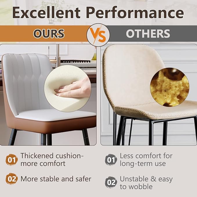 Counter Height Bar Stools Set of 4,27" Bar Stools with Back,Upholstered Counter Height Bar Stool with Sturdy Metal Footrest,Modern Kitchen Island Chairs for Home Pub (4,Grey-Brown)