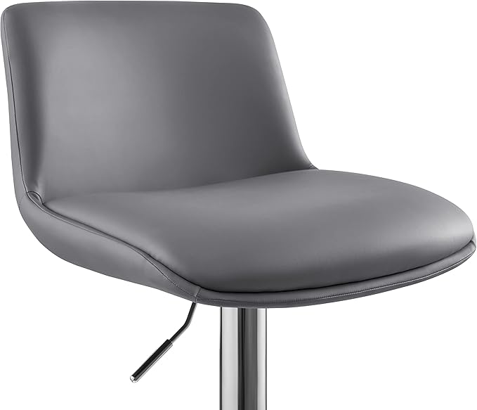 MINCETA Bar Stools,Modern Upholstered Swivel Stool with Back for Bar and Counter Height, Adjustable Height 24" to 34",Set of 3,PU in Dark Gray