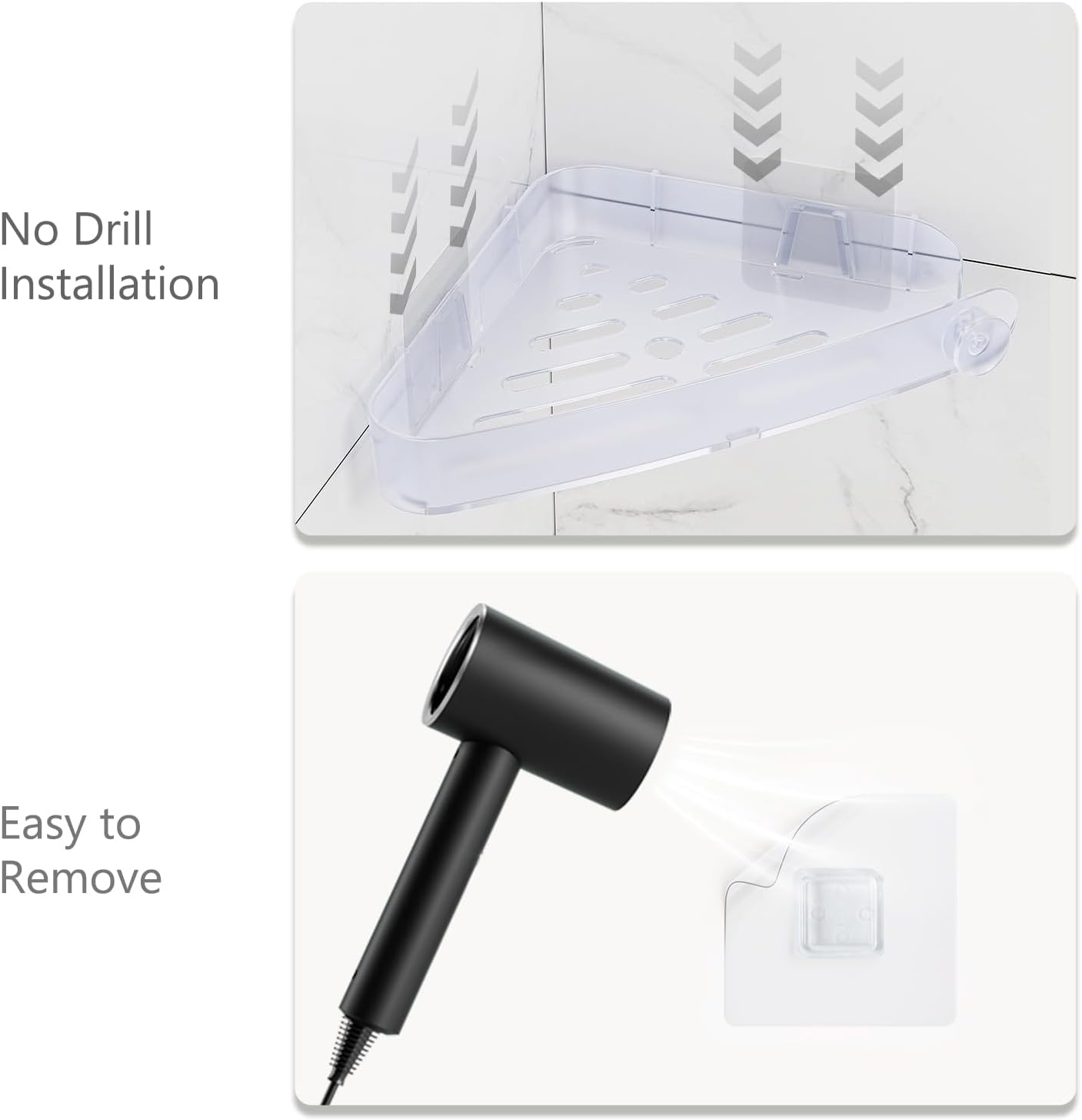 Sotfamily Shower Caddy Corner, 4 Pack Adhesive Corner Shower Shelves for Bathroom Organizers and Storage, Rust Free Plastic Rack for Bathroom Accessories & Decor, Crystal