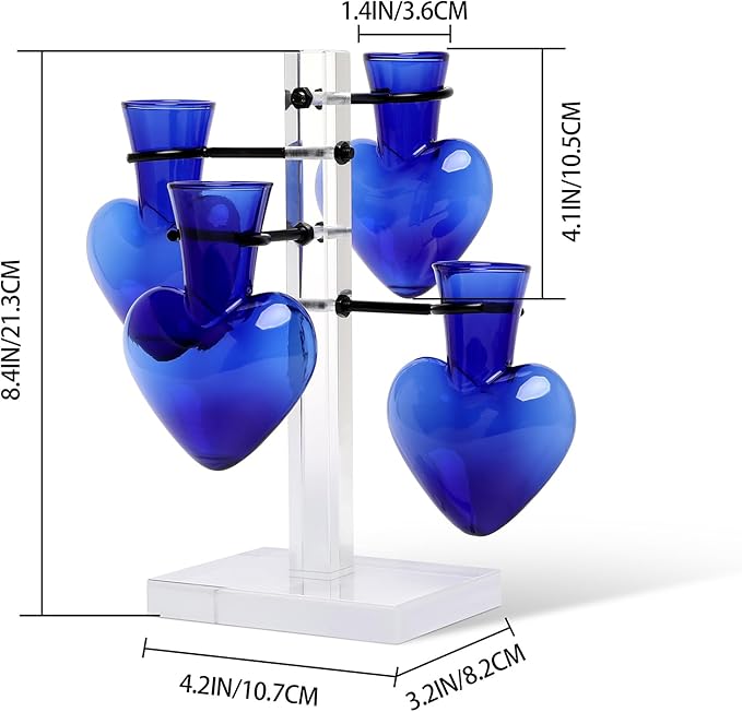 Plants Propagation Stations Plant Terrarium Kit Gift for Women Birthday Glass Planters for Indoor Plants Home Office Decor Acrylic Plant Accessories - 4 Love Hear Vase