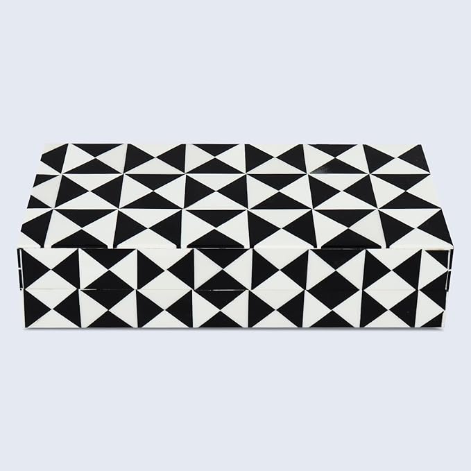 Handicrafts Home Handmade Triangle-B&W Collection Decorative Jewelry Box Organizer – Keepsakes, Trinkets, and Home Decor – Antique Coffee Table Storage, Memory Box, Farmhouse Style Decor, 10x4.5x2.5