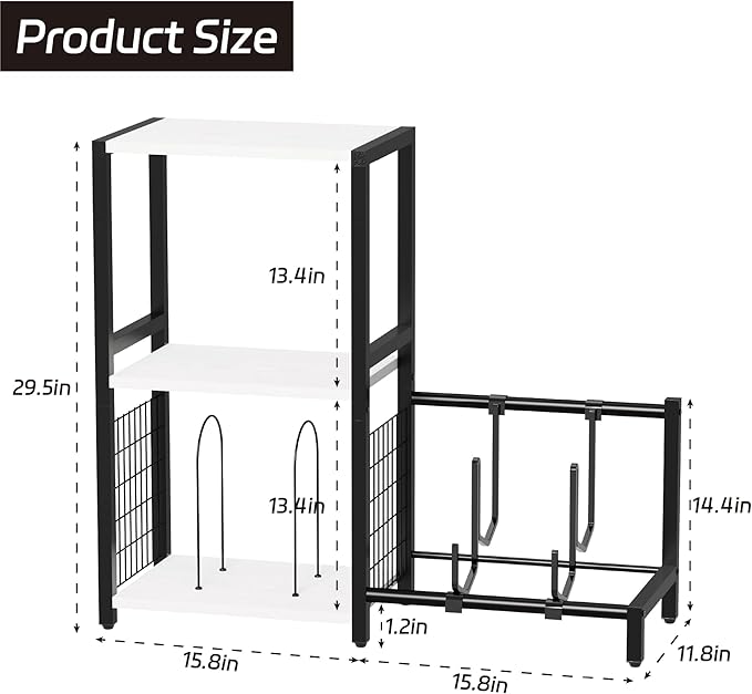End Table with Guitar Stand,Record Player Stand,Vinyl Records Storage,2-Tier Guitar Stand for Acoustic, Electric Guitar,Bass,Turntable Stand Side Table for Music Room Studio Living Room-Modern White