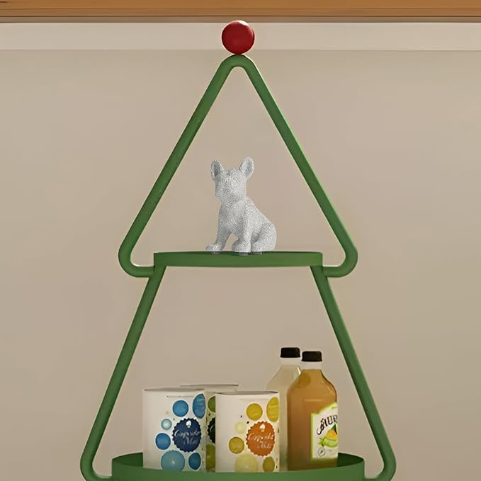 French Bulldog Statue,Resin Sparkly Frenchie Dog Sculpture Decor for Home Living Room Office Bedroom Shelf Desktop Decorations,French Bulldog Gifts for Men and Women,Silver