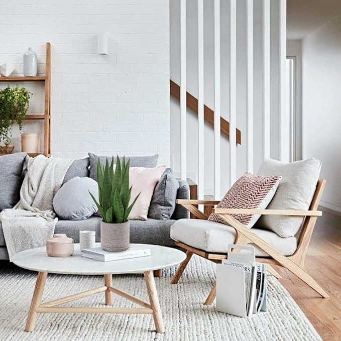 Briful Fake Snake Plant 16" Faux Potted Plant Artificial Snake Plant with Cement Pot Sansevieria Plant Perfect for House Modern Living Room Office Housewarming Gift Indoor Decor