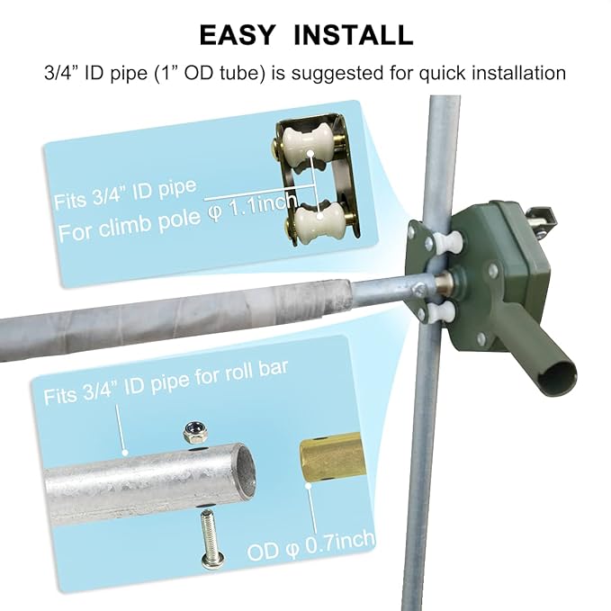 UYGALAXY 2PCS Greenhouse Sidewall Manual Film Roll up Hand Crank Winch for Greenhouse Ventilation ﻿Agricultural
