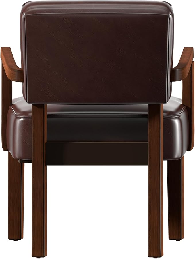 Accent Chair, PU Leather Living Room Chairs Oversized with Soft Seat and Armrests, Armchair for Bedroom, Dinning, Reading, Waiting Rooms (Leather Cherry)