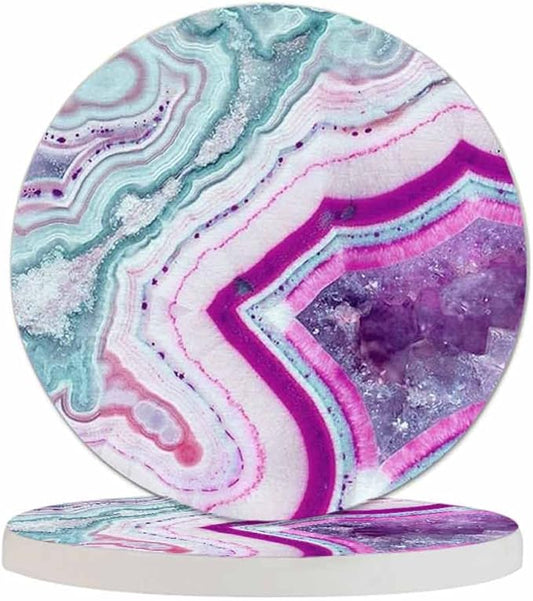 Liquid Modern Art Cup Coasters Set of 2 Contemporary Artwork Unique Trendy Design Wooden Table Apartment Decor 100% Diatomite for Drinking Glasses,4 Inches