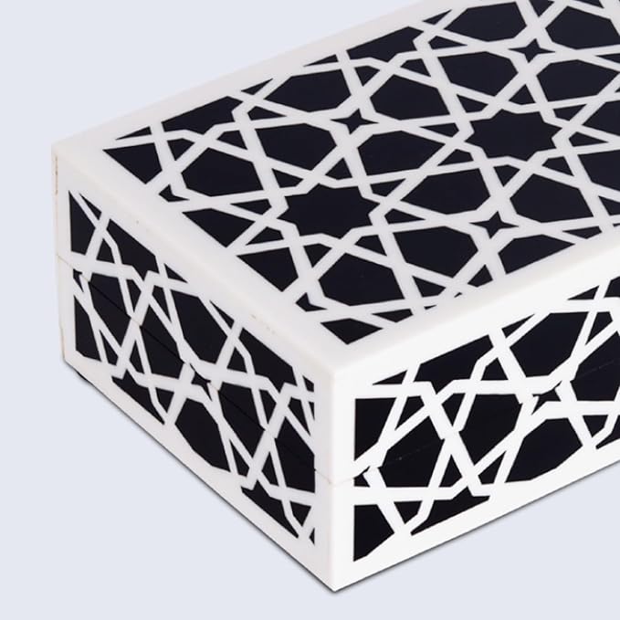 Handicrafts Home Handmade Zellij Collection Decorative Jewelry Box Organizer – Keepsakes, Trinkets, and Home Decor – Antique Coffee Table Storage, Memory Box, Farmhouse Style Decor, 10x4.5x2.5