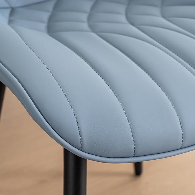 YOUNUOKE Dining Chairs Set of 2 Mid Century Modern Kitchen Chair Comfortable Upholstered Faux Leather Dinner Chairs for Kitchen Dining Room, Blue