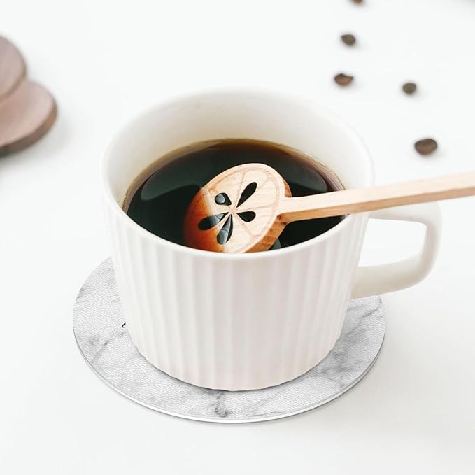 Marble Grey Christian Bible Verses Coasters Set of 6 Coasters for Drinks Absorbent Double-Sided Leather PVC Coaster for Tabletop Protection Coffee Table Decor Ideal for Home Decor House Warming Gifts