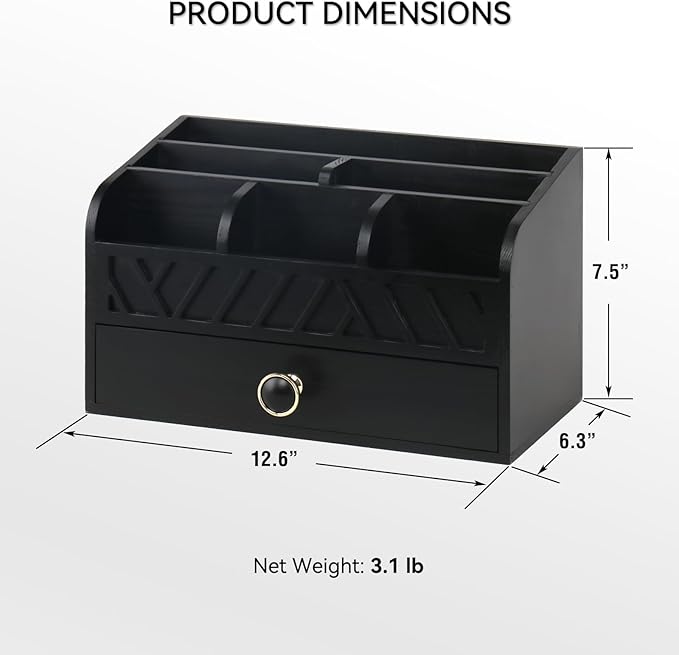 Desk Organizer with Drawer Mail Organizer Countertop Wood Desk Drawer Tabletop Storage Organization Pen Holder Letter Sorter Makeup Organizer for Home Office School