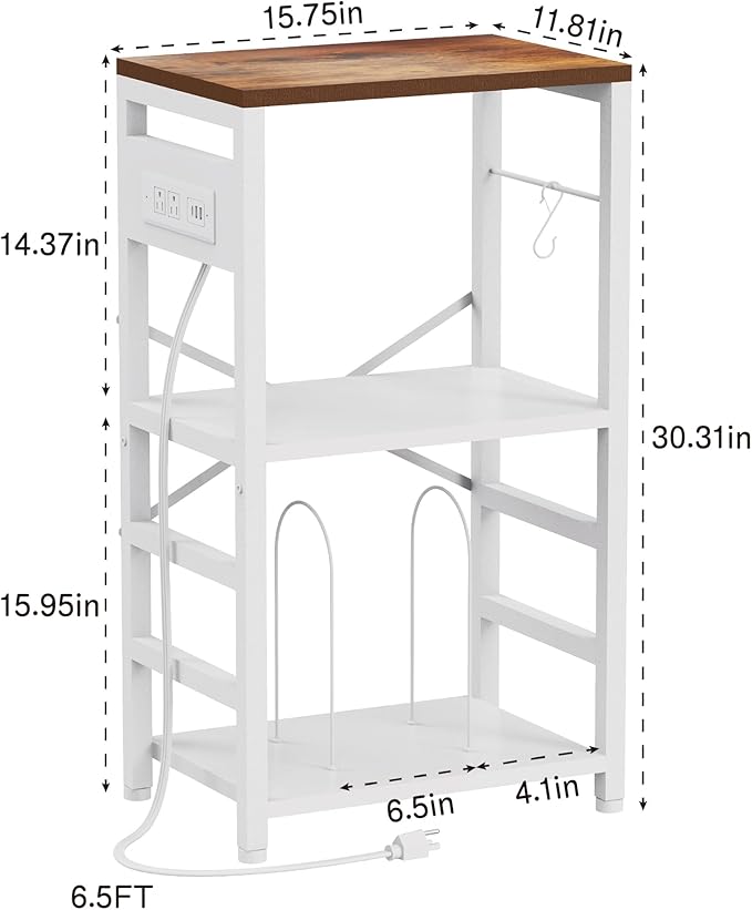 End Table with LED Light,Record Player Stand with Charging Station,Vinyl Records Storage,Turntable Stand Albums Storage for Music Room Studio-Industry White
