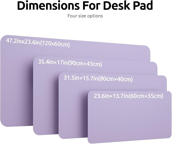 YSAGi Leather Desk Protector, Office Mat, Large Mouse Mat, Non-Slip PU Leather Blotter, Laptop Pad, Waterproof Writing Pad for Office and Home (Light Purple, 23.6" x 13.8")
