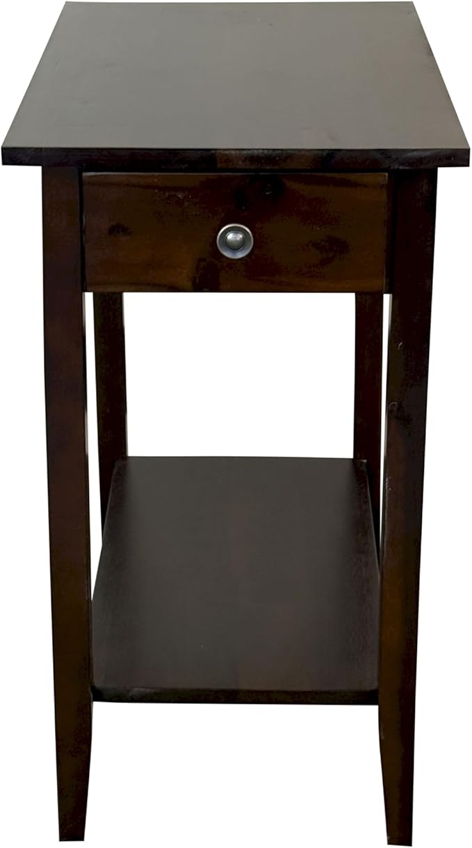 2-Tier Solid Acacia Recliner Table w/Drawer