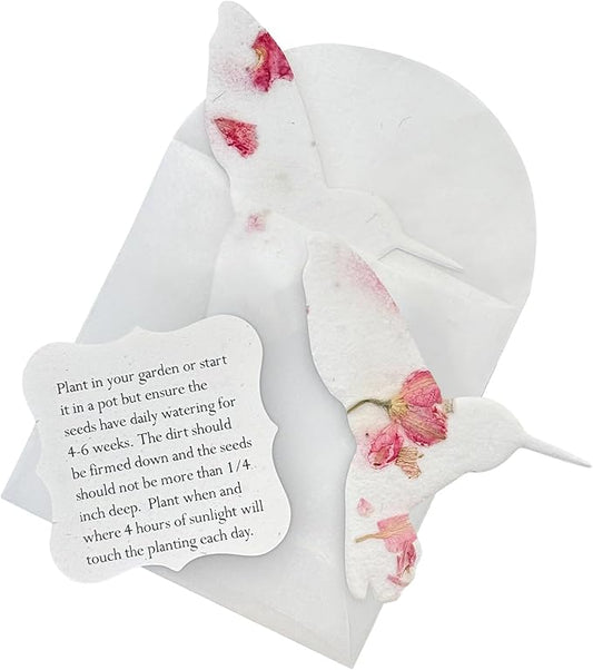 Set of 24 Pink Hummingbird Seed Paper – Plantable Seed Paper Embedded with Wildflower Seeds for Funeral, Memorial & Other Milestone Celebrations