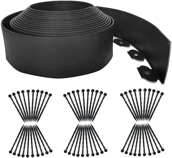 Garden Edging Borders 66FT,Landscape Edging Black[Extra Tall 4IN High] with 60pcs Stakes,Lawn Edging Flexible Garden Border Mini Plastic Fence for Flower Bed Landscaping