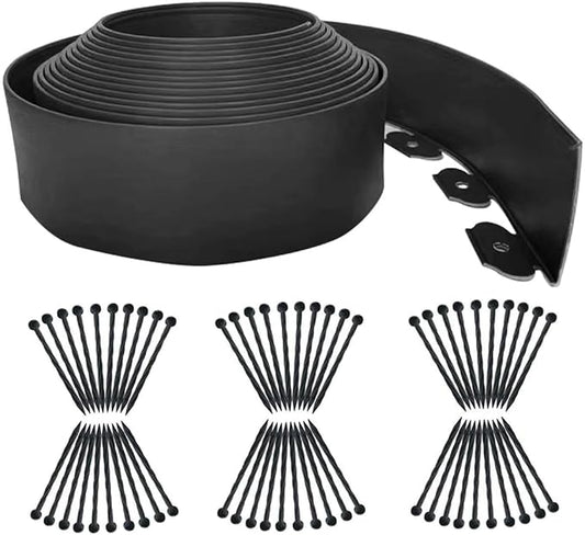 Garden Edging Borders 66FT,Landscape Edging Black[Extra Tall 4IN High] with 60pcs Stakes,Lawn Edging Flexible Garden Border Mini Plastic Fence for Flower Bed Landscaping