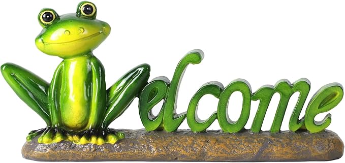 Frog Welcome Statue Outdoor,Resin Creative Decoration,Garden Entryway Decor,Cute Personalized Home Front Porch