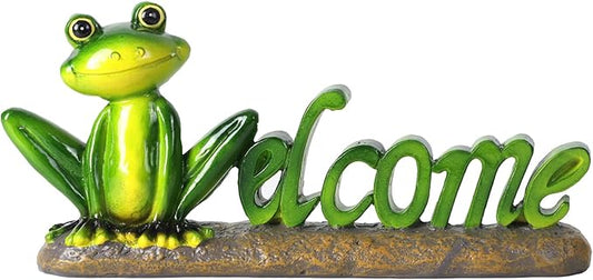 Frog Welcome Statue Outdoor,Resin Creative Decoration,Garden Entryway Decor,Cute Personalized Home Front Porch
