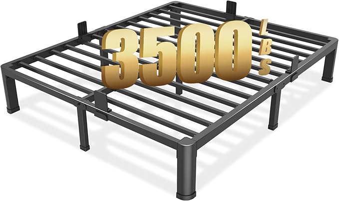 FUIOBYVV 10 Inch Queen Bed Frame with Round Corner Edge Legs 3500 lbs Metal Heavy Duty Steel Slats Support No Box Spring Needed Platform Noise Free Easy Assembly