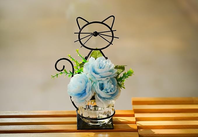 Desktop Glass Planter Vase Holder, Modern Creative Cat Plant Terrarium Metal Stand for Hydroponics Plants Home Garden Wedding Decoration Outdoor Planter Ideas