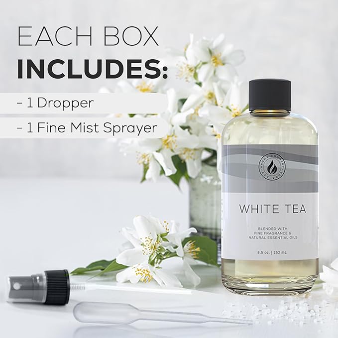 Aroma Country White Tea Diffuser Oil - Luxury Essential Oils for Diffuser Refill & Air Freshener Room Spray, Long-Lasting, Natural Home Fragrance and Hotel Scent for Diffusers & Machines (8.5 Fl Oz)