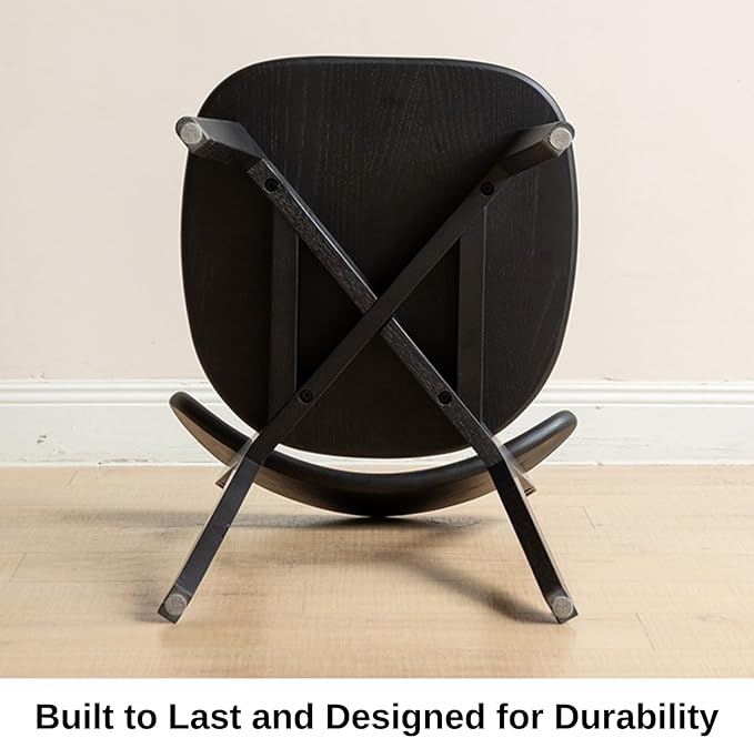 100% Solid Oak Wood Dining Room Chairs - Practical Kitchen Chairs - Wood Chair for Dining Room, Kitchen (4, Black)