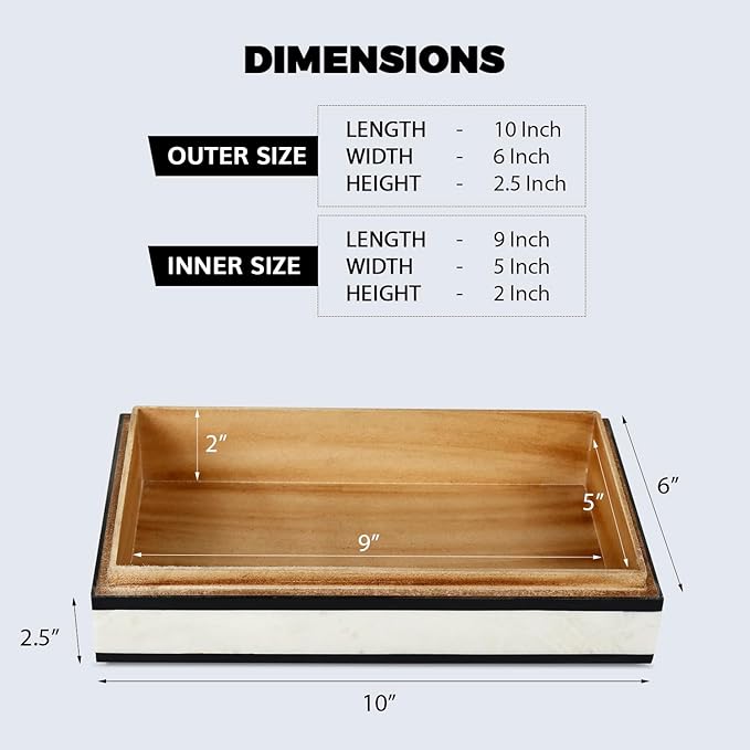 Handicrafts Home Handmade Mono Collection Decorative Jewelry Box Organizer – Keepsakes, Trinkets, and Home Decor – Antique Coffee Table Storage, Memory Box, Farmhouse Style Decor Court, 10x6x2.5