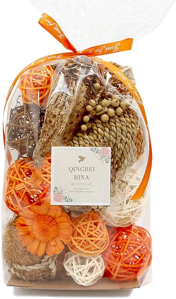 Qingbei Rina Fall Decorative Balls for Centerpiece Bowls, Assorted Wicker Rattan Balls, Autumn Bowl Vase Fillers, Decorative Orbs Woven Spheres, Thanksgiving Farmhouse Table Home Decor