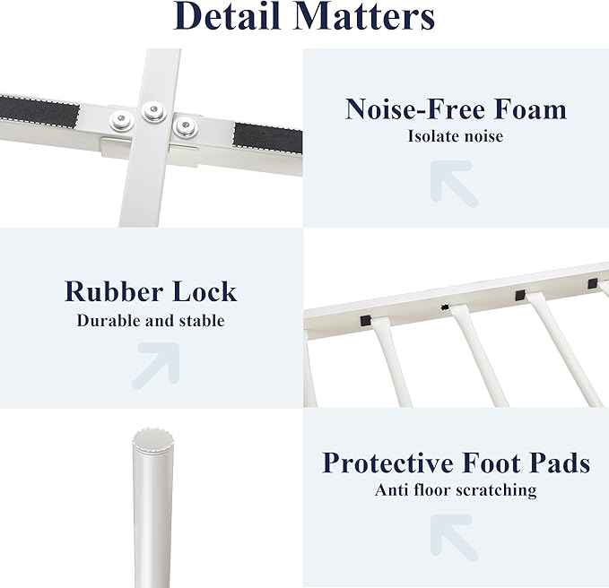 Allewie 14 Inch Full Size Metal Platform Bed Frame with Victorian Vintage Headboard and Footboard/Mattress Foundation/Under Bed Storage/No Box Spring Needed/Easy Assembly/Noise Free/White