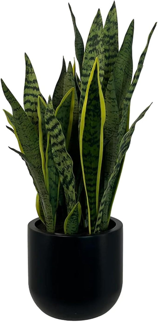 Faux Snake Plant, Premium Artificial Indoor Plant Stands 30” Tall and Enhances Interior Design, Lifelike-Leaves Create Realistic Natural Appearance, Black Planter Pot Included