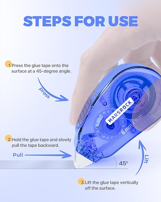 Double-Sided Tape Roller for Scrapbooking 6-Pack (0.31IN x 30FT) Adhesive Tape Glue Runner, Scrapbook Supplies and Craft Supplies for Scrapbooking, Gift Wrapping and Photo Tape