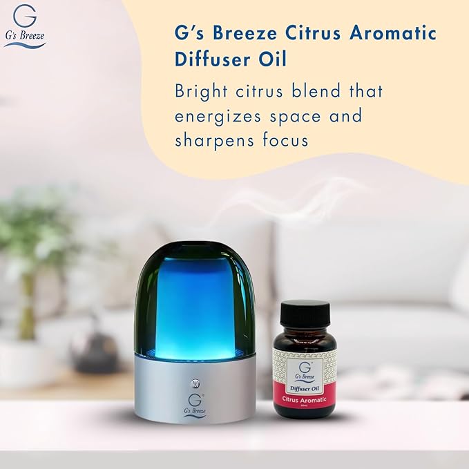 G's Breeze Citrus Aromatic Diffuser Oil Refill - Energize and Cheerful Essence - Fruity Scent of Sun-Kissed Citrus Fruits for Vibrant Atmosphere – Ideal for Home & Office – Long-Lasting Aroma - 60 ML