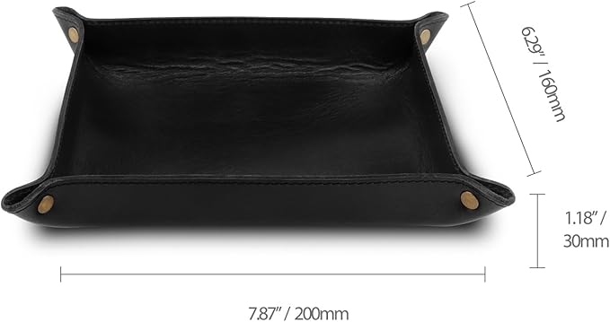 Londo Genuine Leather Tray Organizer - Practical Lightweight Water Resistant Computer Table Desk Storage Box for Wallets, Watches, Keys, Coins, Cell Phones and Office Equipment