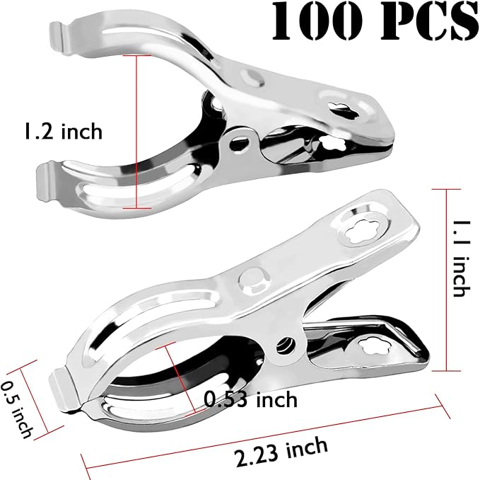 BESTEEL Upgraded 100 PCS Garden Clips, Greenhouse Clamps 100% Stainless Steel Heavy Duty Greenhuose Clips for Netting - Strong Grip to Hold Down Shade Cloth or Plant Cover on Garden Greenhouse Hoops