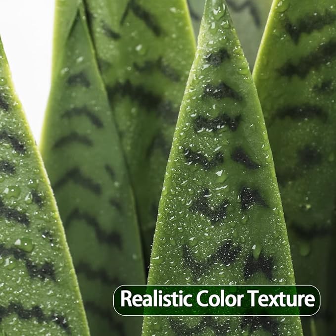 35" Lifelike Faux Snake Plant, Realistic Artificial Plants with 28 Thick PEVA Leaves, Indoor/Outdoor UV-Proof Greenery Decor, Patio, Office & Home Decor, Includes Black Pot & Preserved Moss